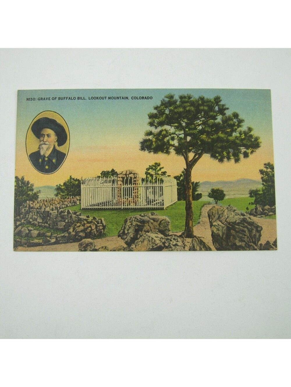 Linen Postcard Look Out Mountain Colorado Grave Of Buffalo Bill Vintage UNPOSTED